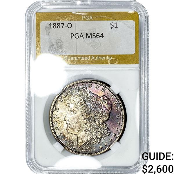 1887-O Morgan Silver Dollar PGA MS64 Toned