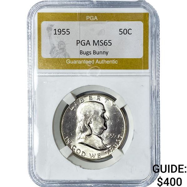 1955 Franklin Half Dollar PGA MS65 Bugs Bunny