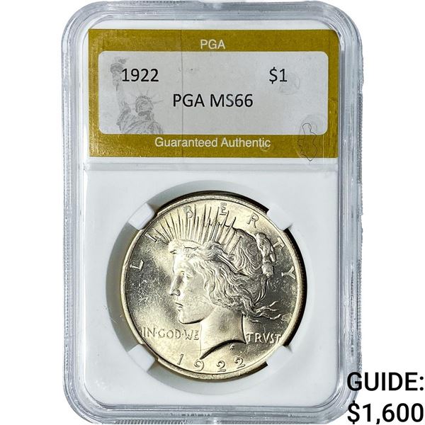 1922 Silver Peace Dollar PGA MS66