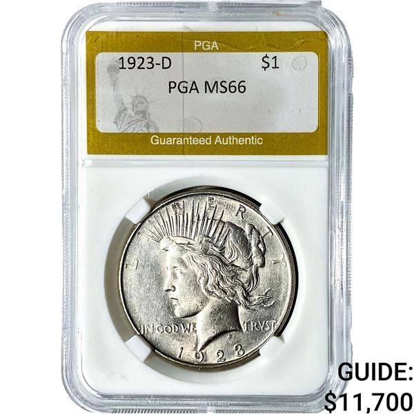 1923-D Silver Peace Dollar PGA MS66