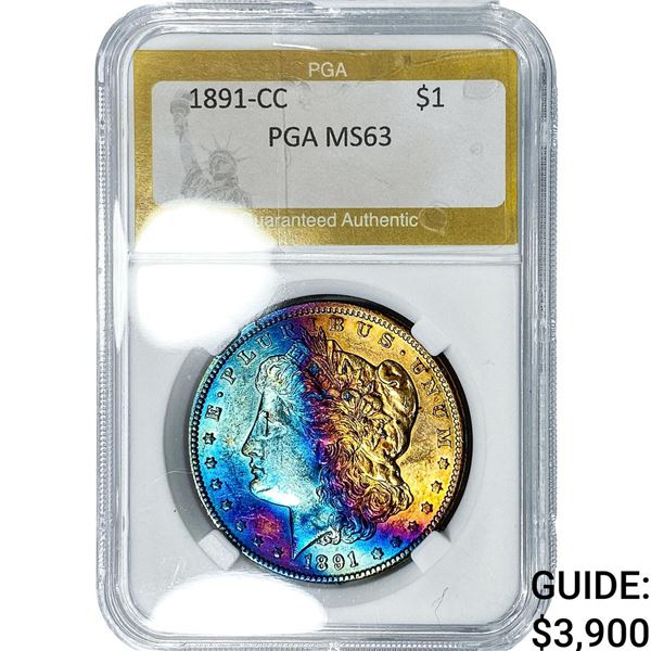 1891-CC Morgan Silver Dollar PGA MS63 Toned
