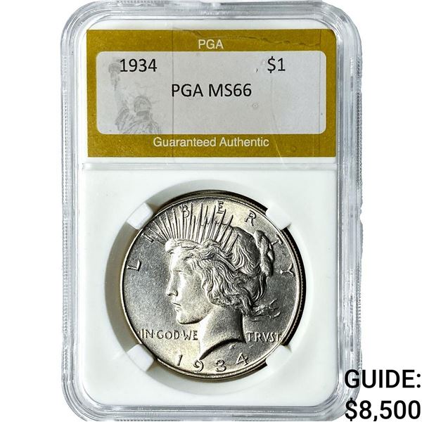 1934 Silver Peace Dollar PGA MS66