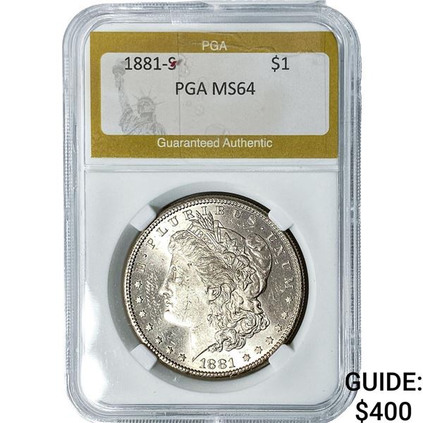 1881-S Morgan Silver Dollar PGA MS64