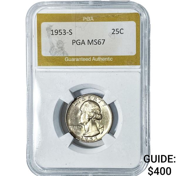 1953-S Washington Silver Quarter PGA MS67