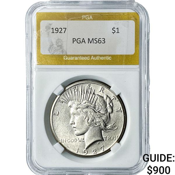 1927 Silver Peace Dollar PGA MS63