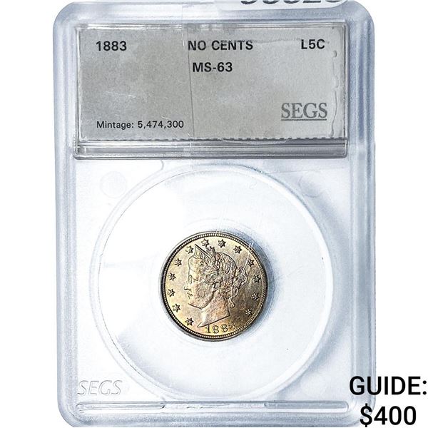 1883 Liberty Victory Nickel SEGS MS63 No Cents