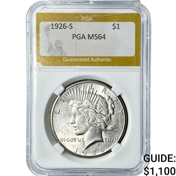 1926-S Silver Peace Dollar PGA MS64