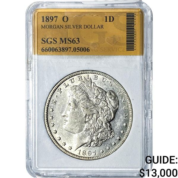 1897-O Morgan Silver Dollar SGS MS63