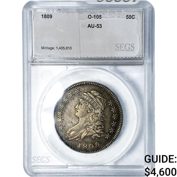 1809 Capped Bust Half Dollar SEGS AU53