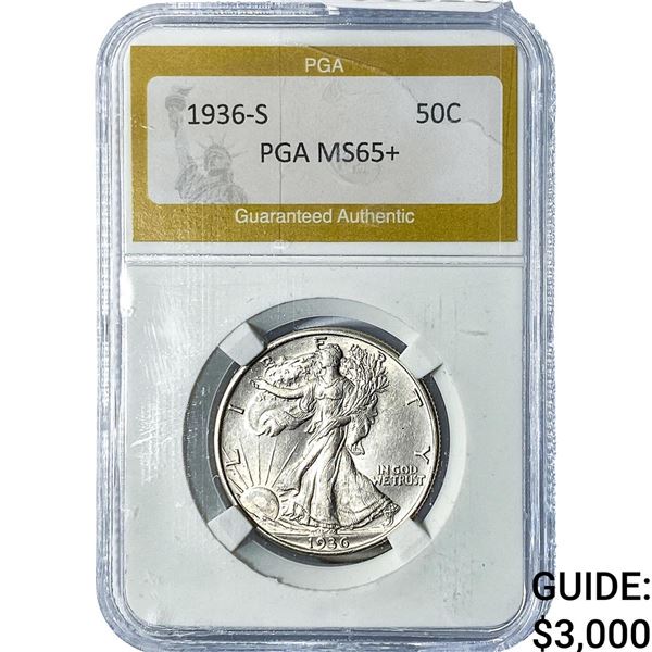 1936-S Walking Liberty Half Dollar PGA MS65+
