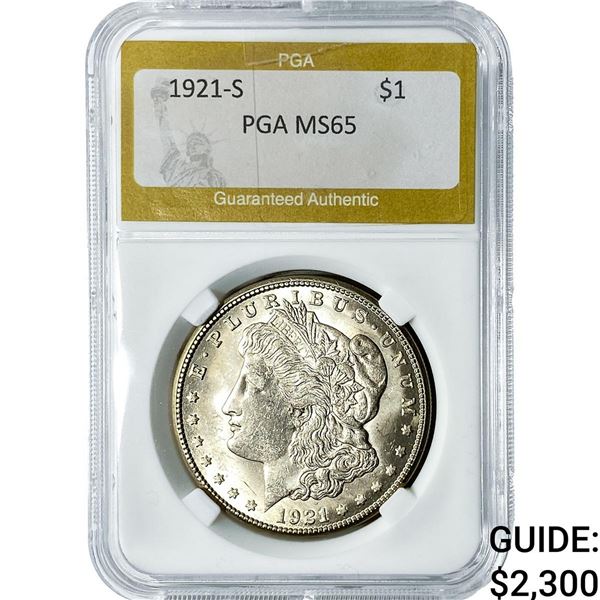 1921-S Morgan Silver Dollar PGA MS65
