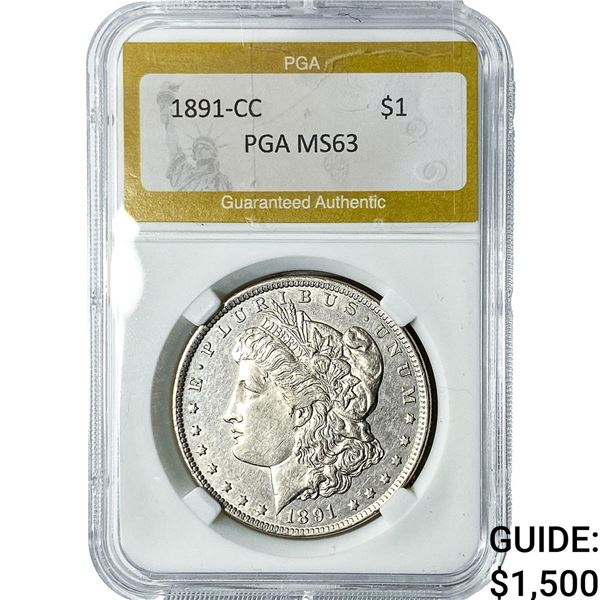 1891-O Morgan Silver Dollar PGA MS63