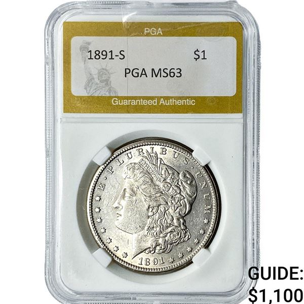 1891-S Morgan Silver Dollar PGA MS63