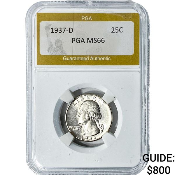 1937-D Washington Silver Quarter PGA MS66