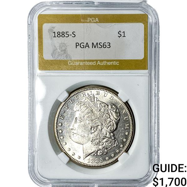 1885-S Morgan Silver Dollar PGA MS63