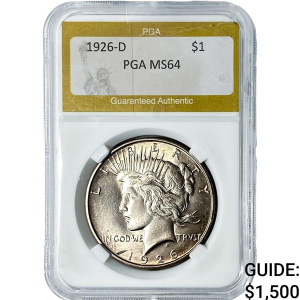 1926-D Silver Peace Dollar PGA MS64