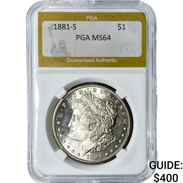 1881-S Morgan Silver Dollar PGA MS64