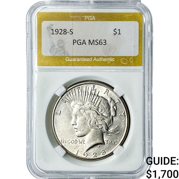 1928-S Silver Peace Dollar PGA MS63