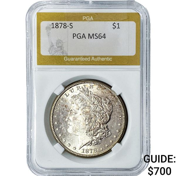 1878-S Morgan Silver Dollar PGA MS64