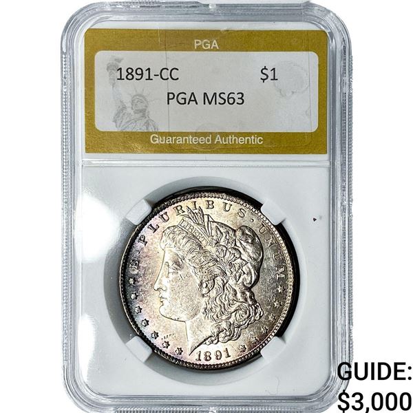 1891-CC Morgan Silver Dollar PGA MS63