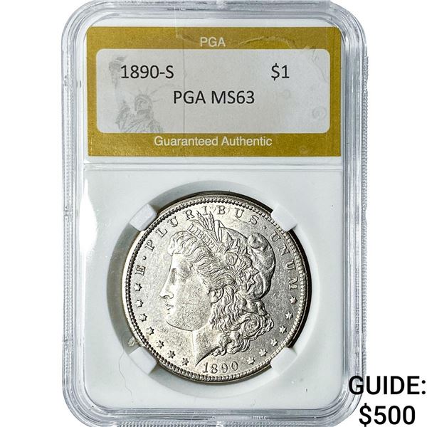 1890-S Morgan Silver Dollar PGA MS63
