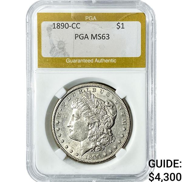 1890-CC Morgan Silver Dollar PGA MS63