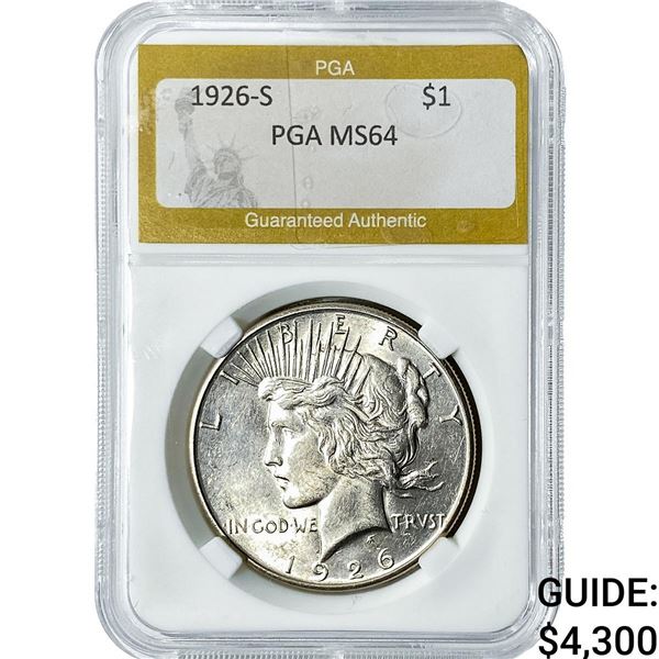 1926-S Silver Peace Dollar PGA MS64