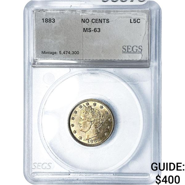 1883 Liberty Victory Nickel SEGS MS63 No Cents