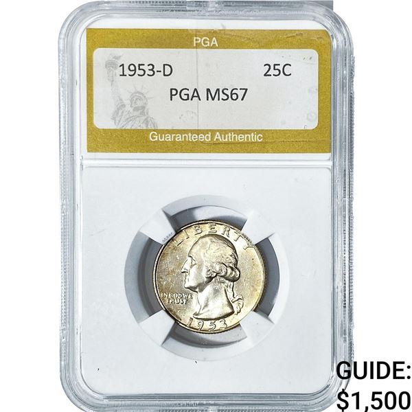 1953-D Washington Silver Quarter PGA MS67