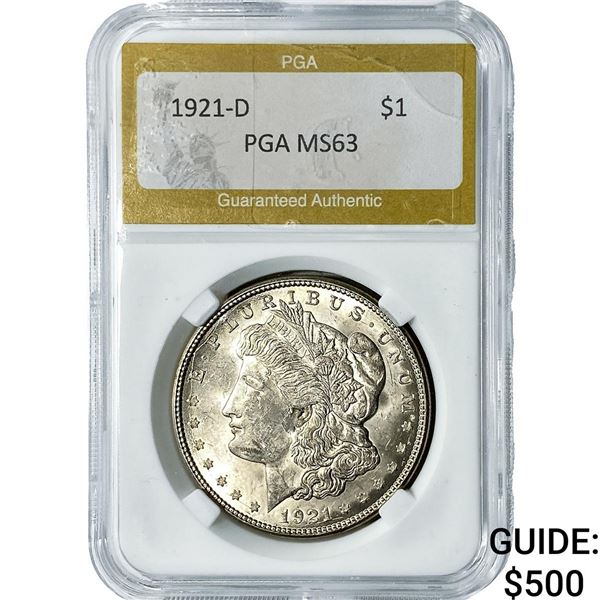 1921-D Morgan Silver Dollar PGA MS63