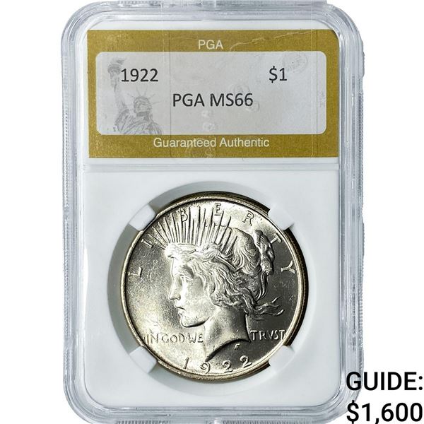 1922 Silver Peace Dollar PGA MS66
