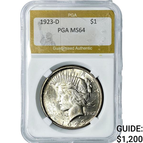 1923-D Silver Peace Dollar PGA MS64