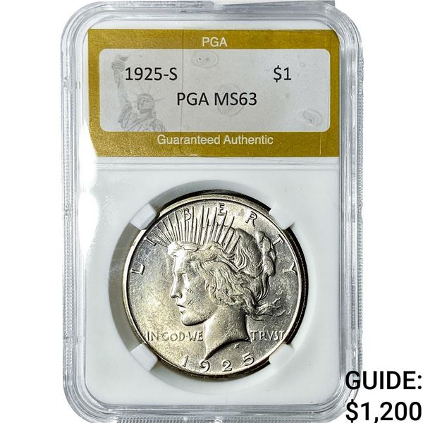 1925-S Silver Peace Dollar PGA MS63