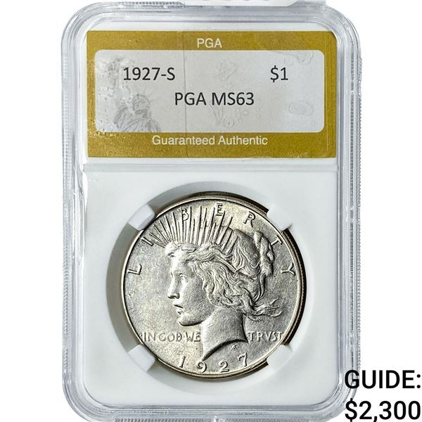 1927-S Silver Peace Dollar PGA MS63