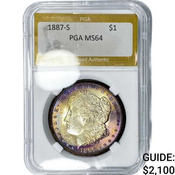 1887-S Morgan Silver Dollar PGA MS64