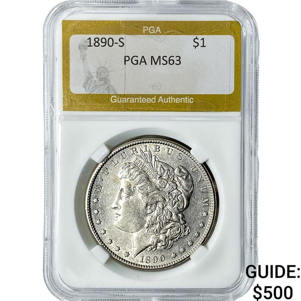 1890-S Morgan Silver Dollar PGA MS63