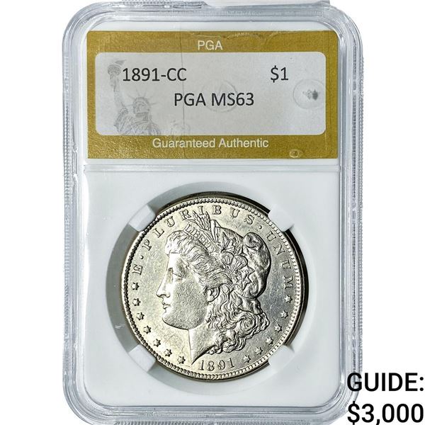 1891-CC Morgan Silver Dollar PGA MS63