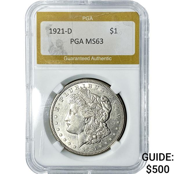 1921-D Morgan Silver Dollar PGA MS63