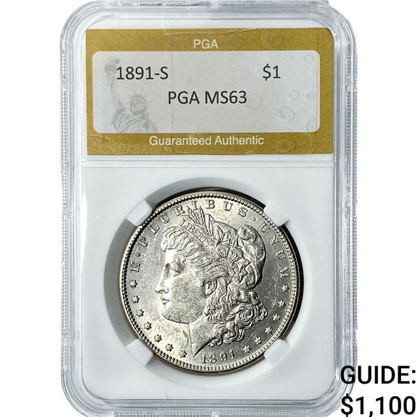 1891-S Morgan Silver Dollar PGA MS63