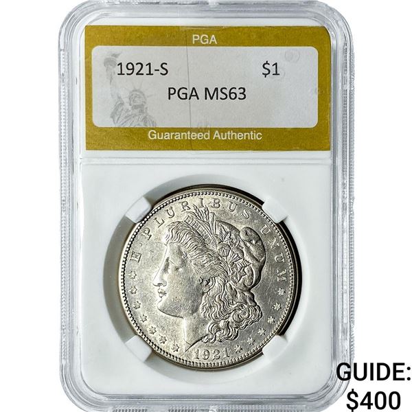 1921-S Morgan Silver Dollar PGA MS63