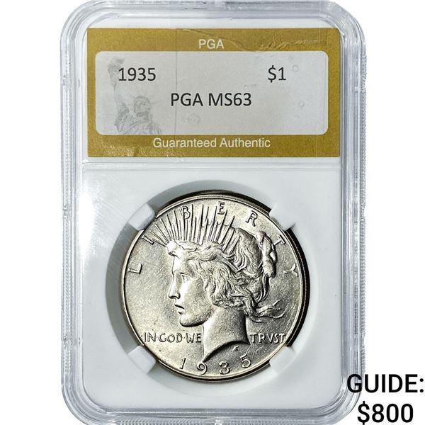 1935 Silver Peace Dollar PGA MS63