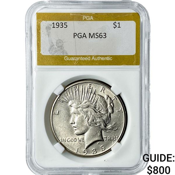 1935 Silver Peace Dollar PGA MS63