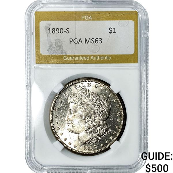 1890-S Morgan Silver Dollar PGA MS63