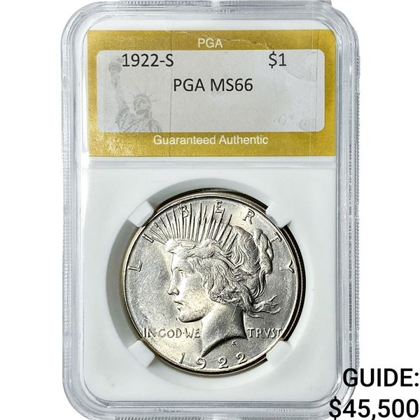 1922-S Silver Peace Dollar PGA MS66