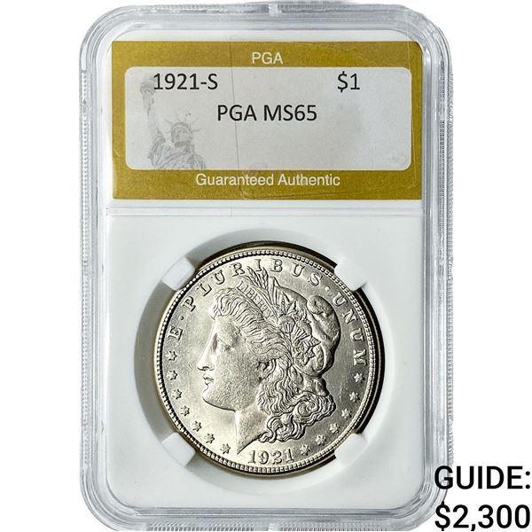 1921-S Morgan Silver Dollar PGA MS65