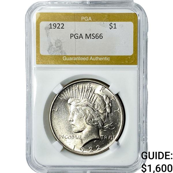 1922 Silver Peace Dollar PGA MS66