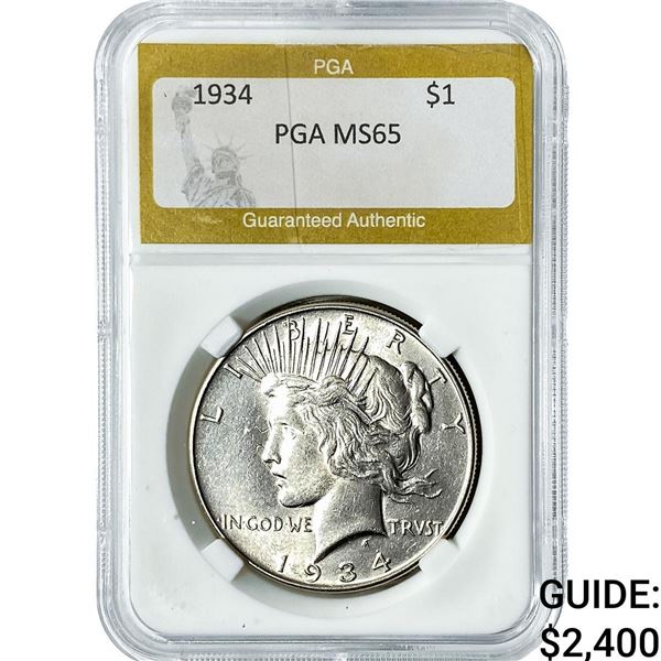 1934 Silver Peace Dollar PGA MS65