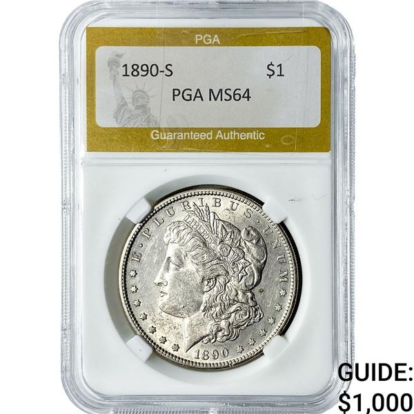 1890-S Morgan Silver Dollar PGA MS64