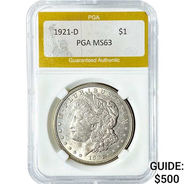 1921-D Morgan Silver Dollar PGA MS63