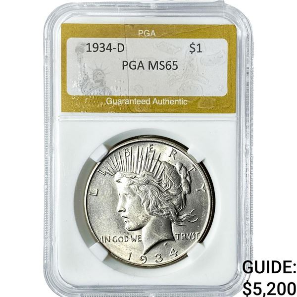1934-D Silver Peace Dollar PGA MS65